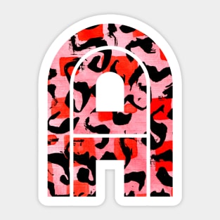 Abstract Letter A Watercolour Leopard Print Alphabet Red Sticker